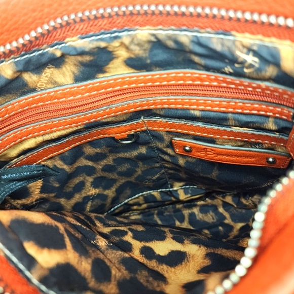 B Makowsky Genuine Leather Shoulder/Crossbody Purse in Orange - Picture 16 of 16